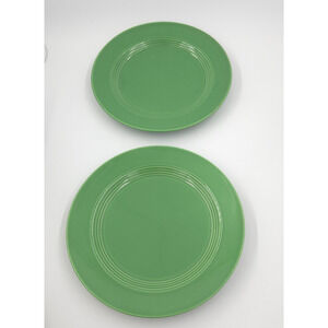 2 Harlequin Dinner Plates 10" Homer Laughlin Green from Large Collection